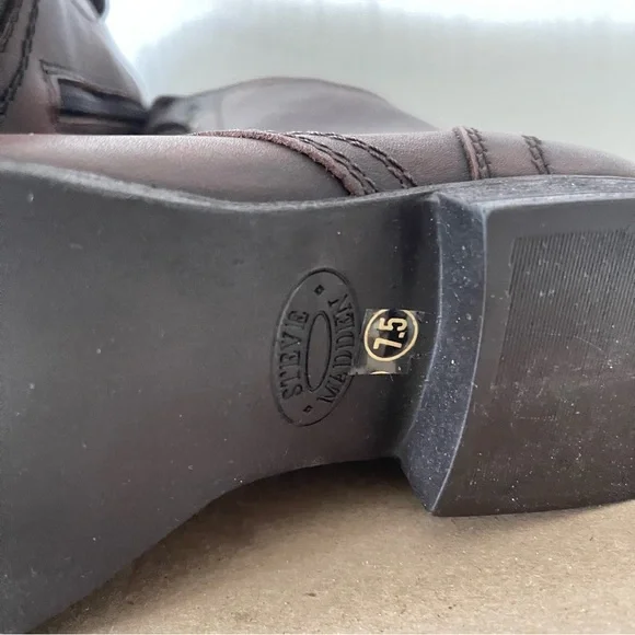 Steve Madden Troopa, Brown Leather Moto Combat Boot sz 7.5 - Picture 6 of 6